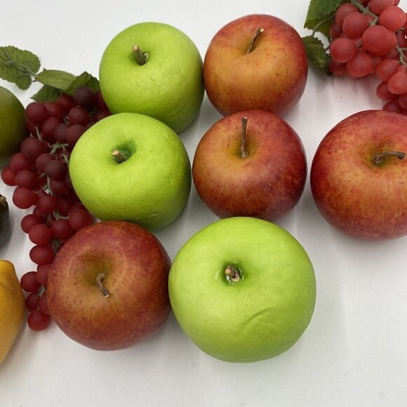 Vintage Lot of 12 Plastic Fruit Grapes Apple Pears Lemon Lime Faux Crafts - Picture 3 of 4